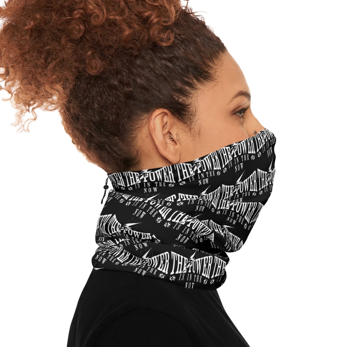 Empowerment Themed Winter Neck Gaiter with Drawstring - Cozy Fashion Accessory for All Seasons