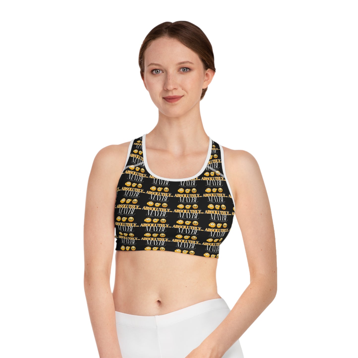 Funny 'Absolutely Maybe' Sports Bra for Active Lifestyle