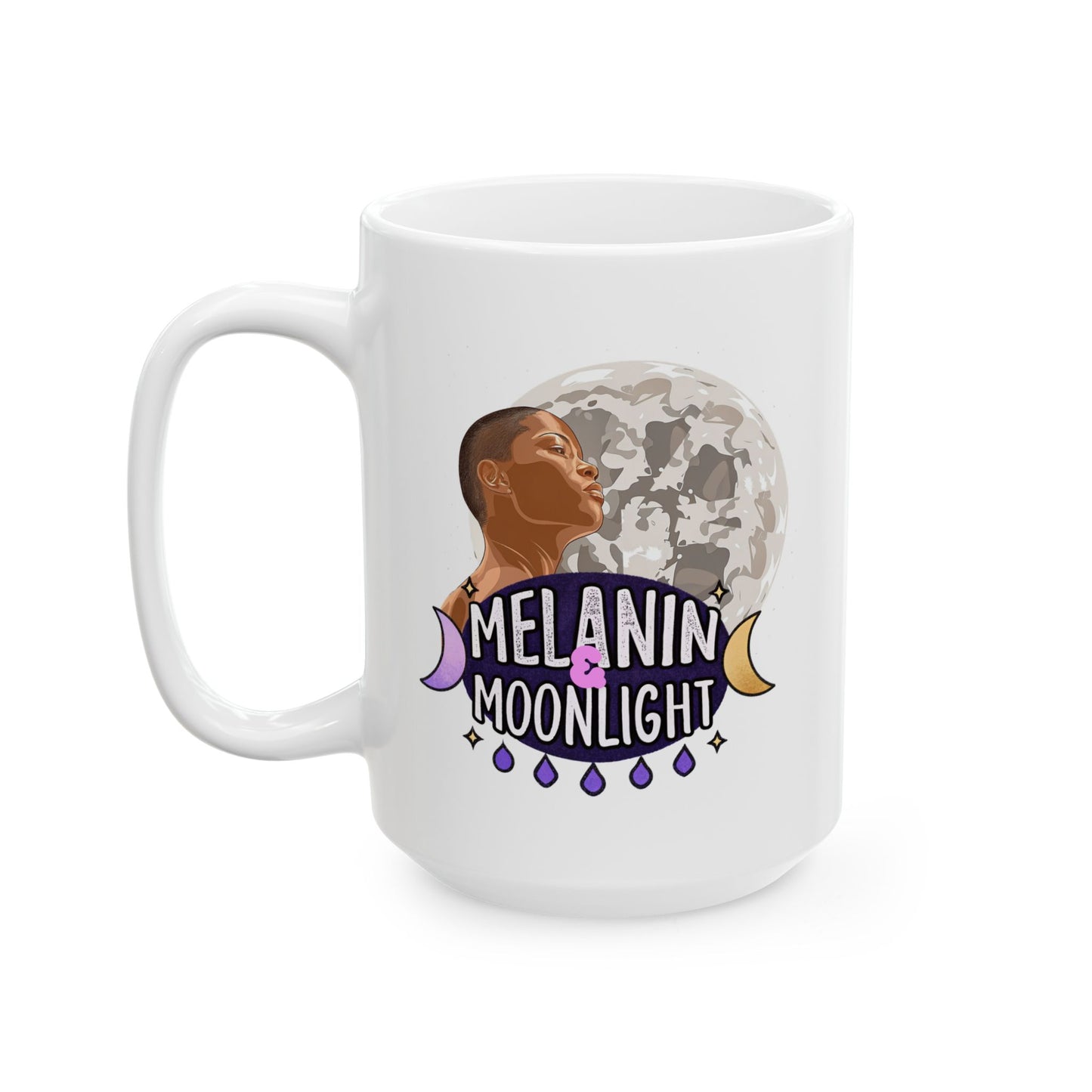 Moonlit Dreamer Ceramic Mug - 11oz & 15oz Moon Phase Design