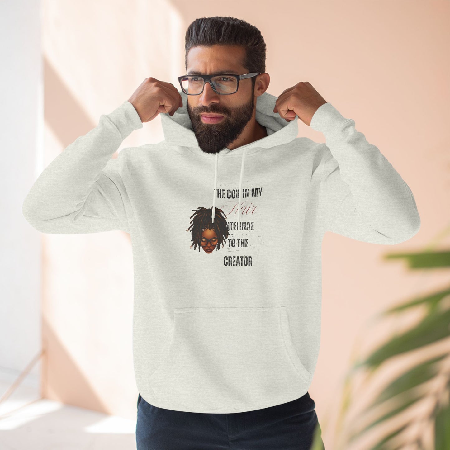 Inspiring Three-Panel Fleece Hoodie - "The Coil in My Hair" for Creators