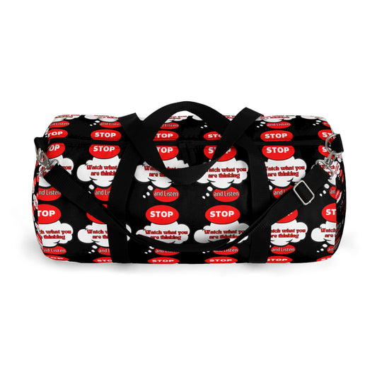 Motivational Duffel Bag - "Stop and Listen" Gym Bag with Graphic Design