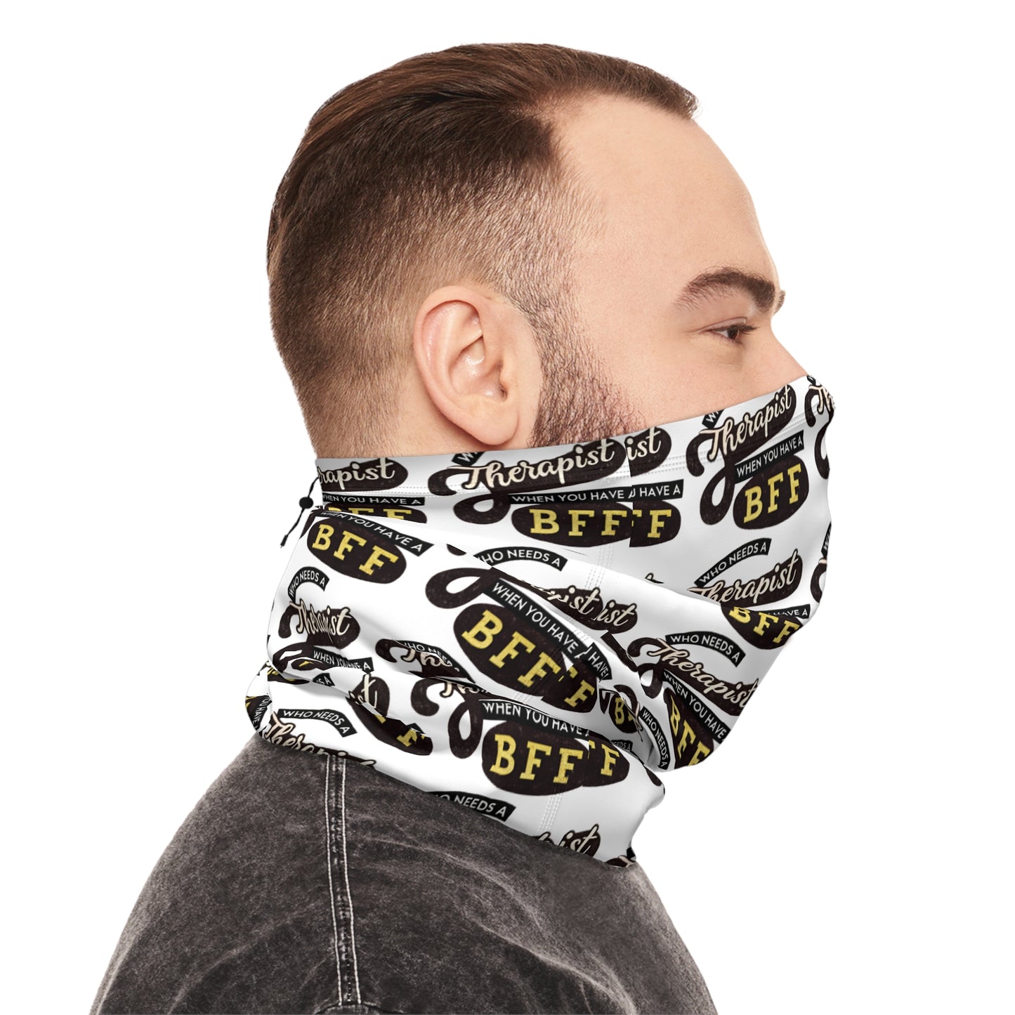 Funny Therapist BFF Neck Gaiter with Drawstring - Winter Fashion Accessory