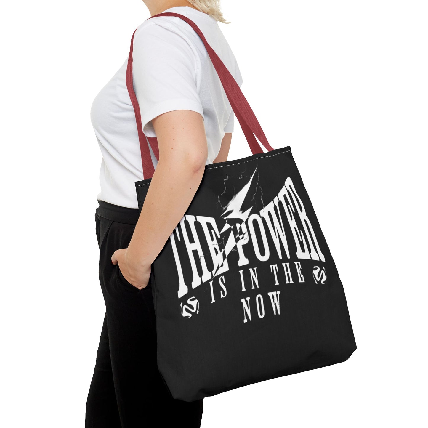 Empowerment Tote Bag - "The Power is in the Now" - Motivational Black Tote for Everyday Use