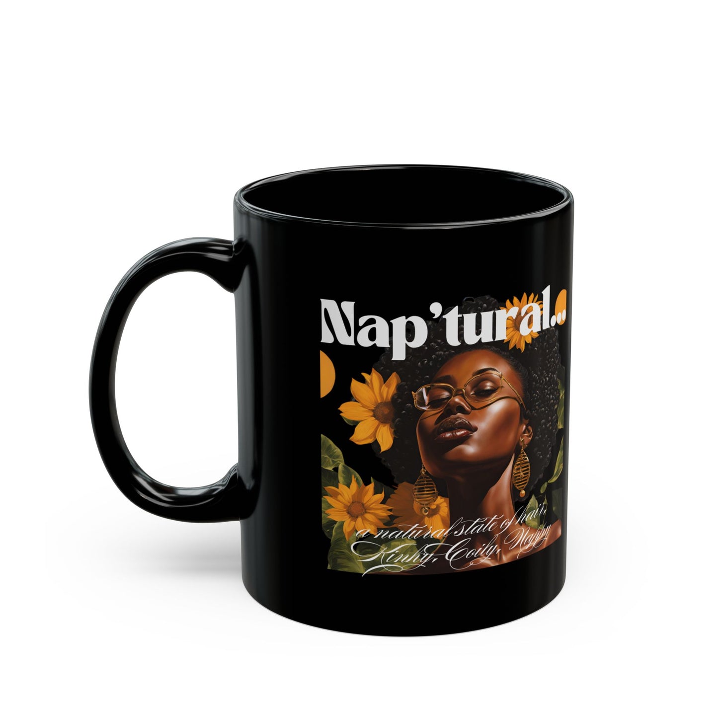 Natural Beauty Black Mug - Inspirational Coffee Cup for Self-Care Enthusiasts