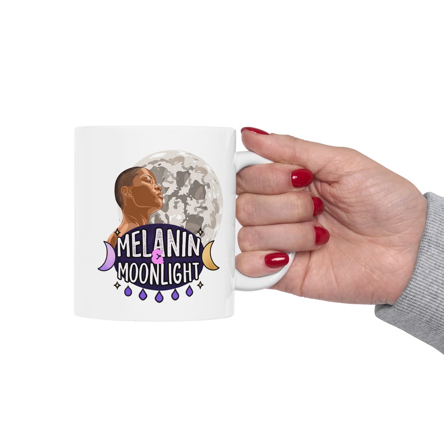 Moonlit Dreamer Ceramic Mug - 11oz & 15oz Moon Phase Design