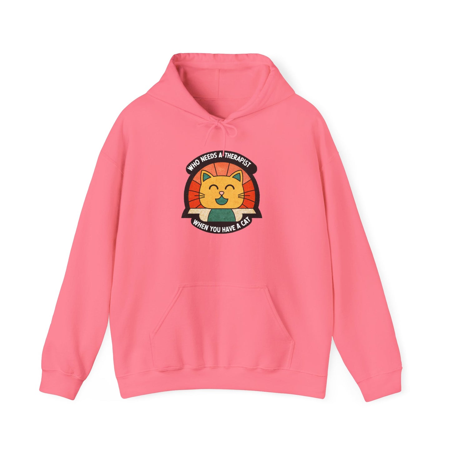 Funny Cat Sweatshirt - 'Who Needs a Therapist When You Have a Cat?' Unisex Hoodie
