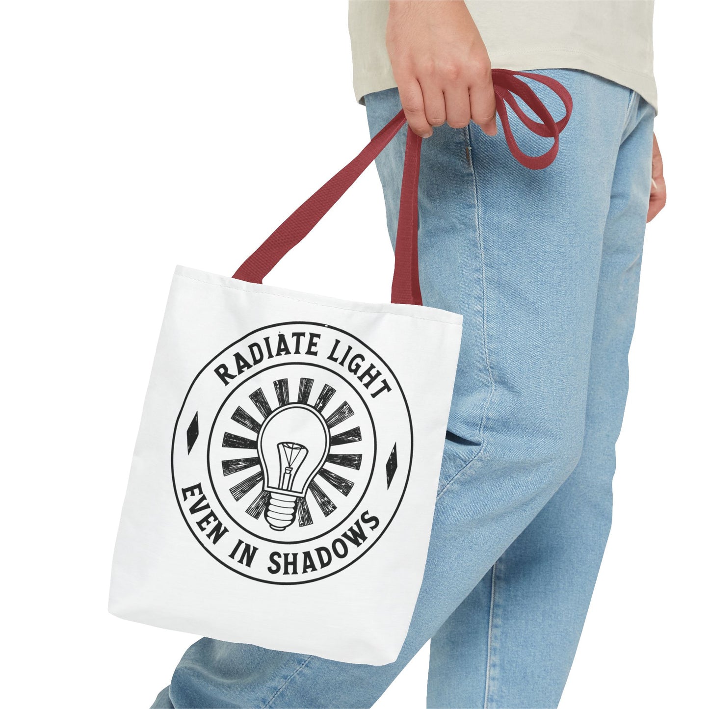 Inspirational Tote Bag - 'Radiate Light Even in Shadows'
