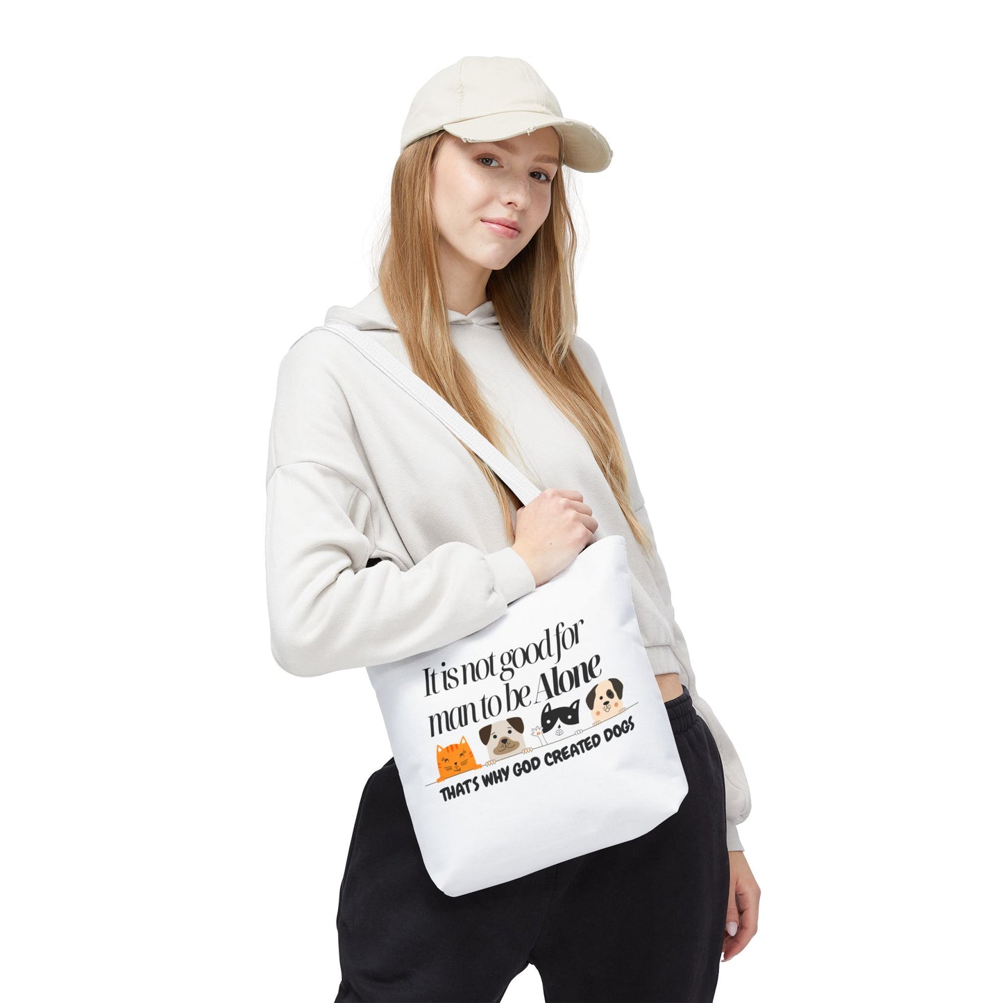 Dog Lover Tote Bag - "It is not good for man to be Alone" Design