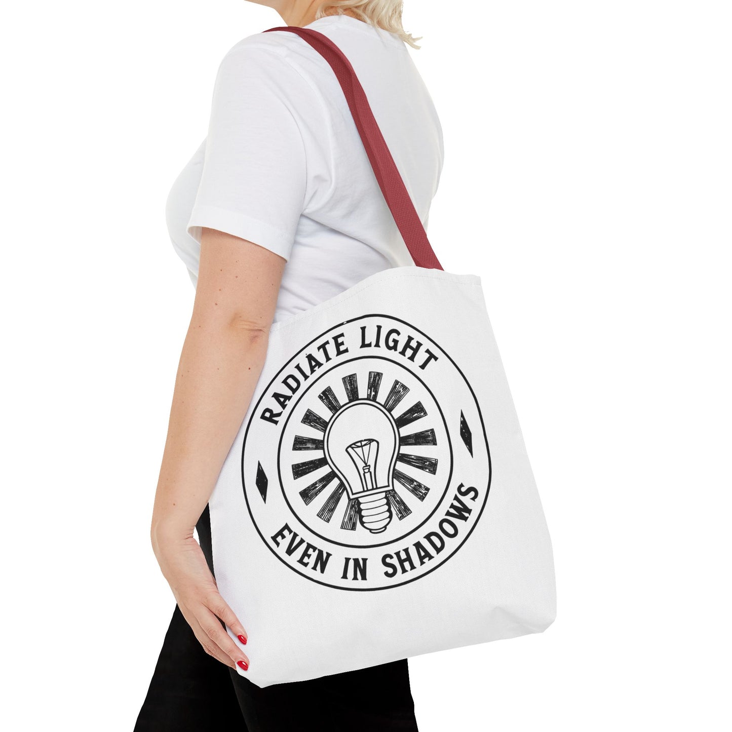 Inspirational Tote Bag - 'Radiate Light Even in Shadows'