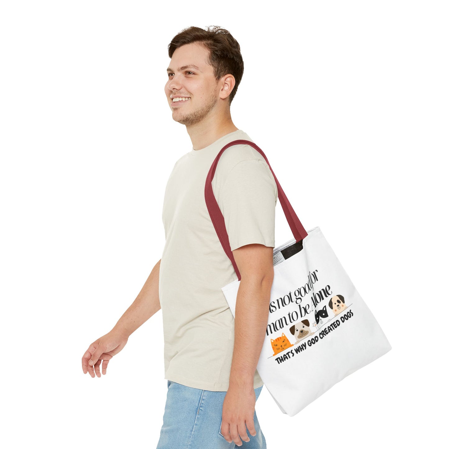 Dog Lover Tote Bag - "It is not good for man to be Alone" Design