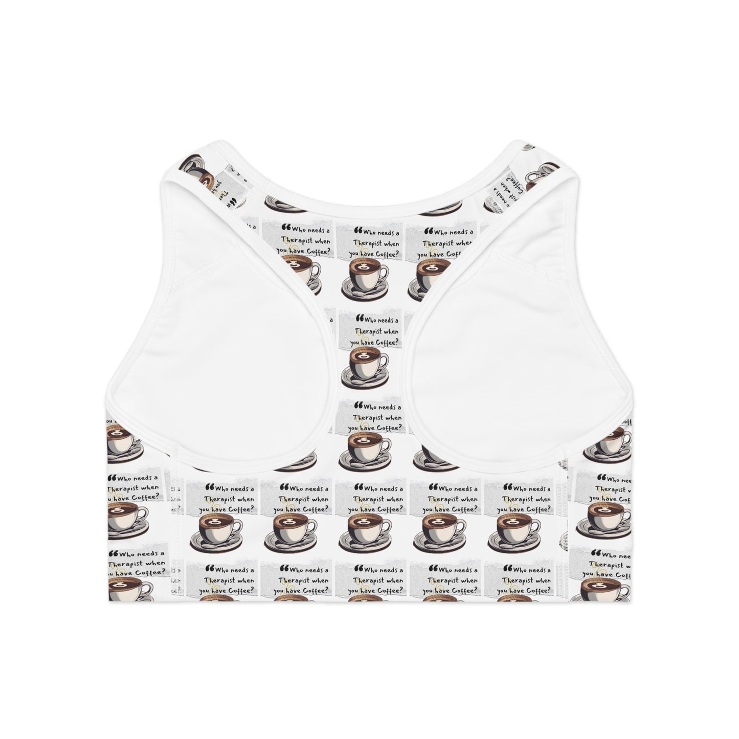 Coffee Lovers Sports Bra - Motivational Workout Gear with Coffee Design