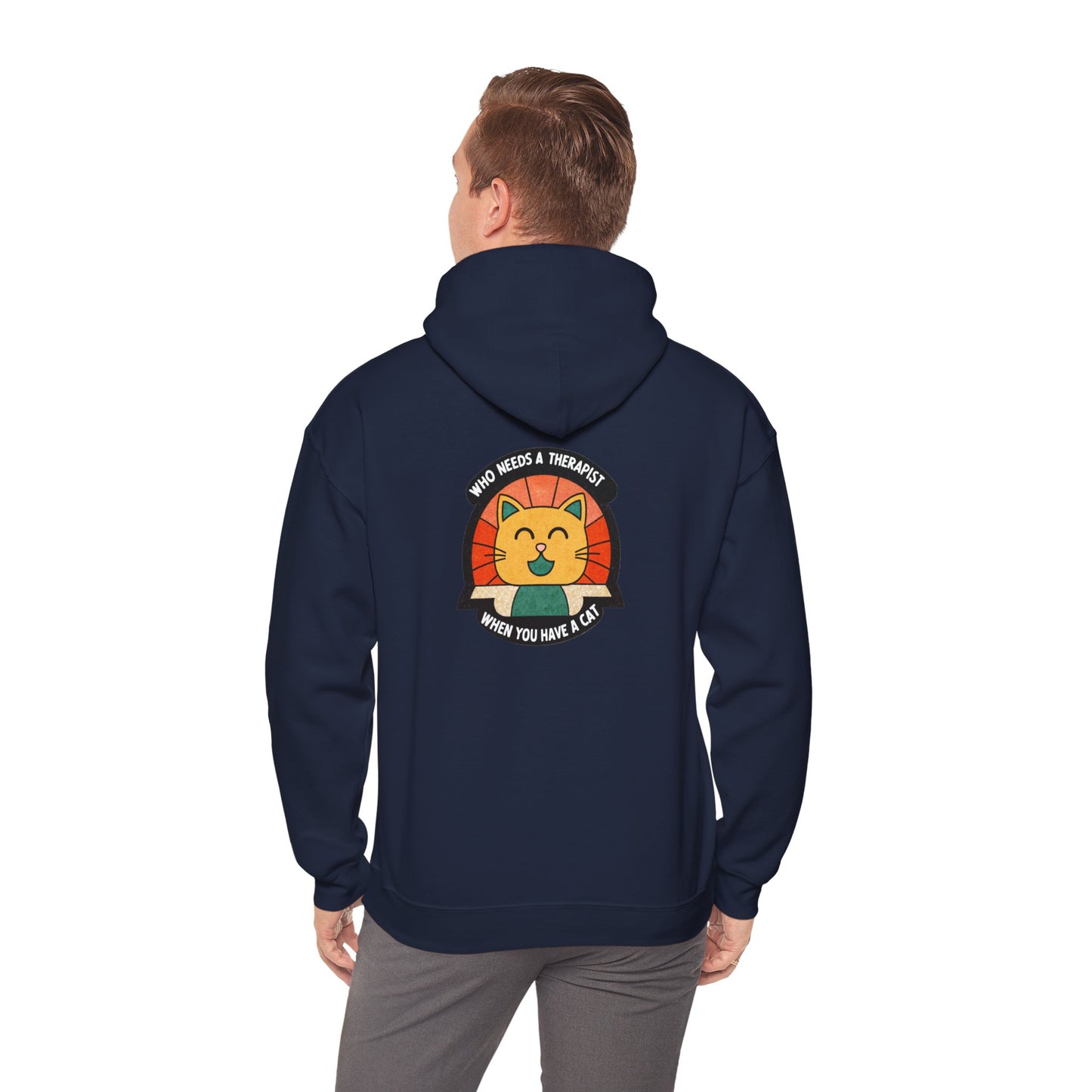 Funny Cat Sweatshirt - 'Who Needs a Therapist When You Have a Cat?' Unisex Hoodie