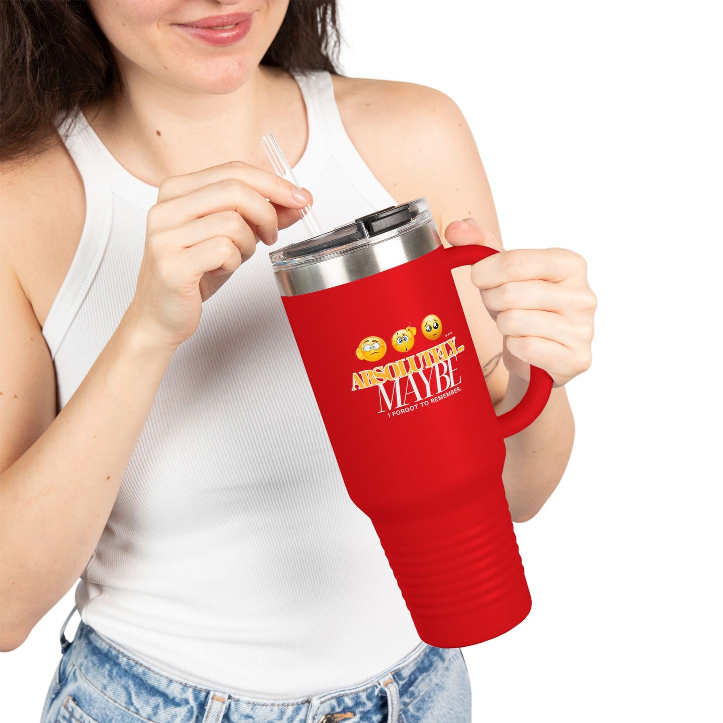 Stylish Insulated Travel Mug with Fun Emoji Design - 40oz