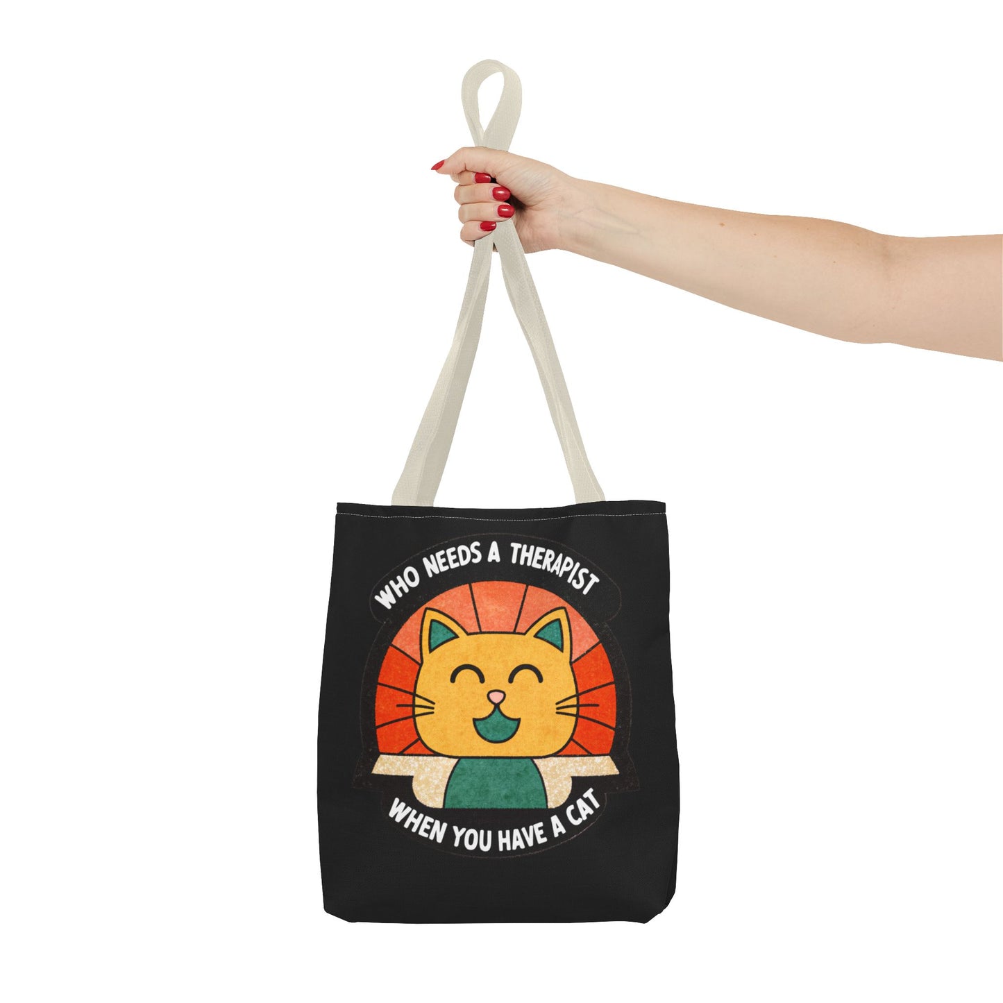 Funny Cat Tote Bag - "Who Needs a Therapist When You Have a Cat"