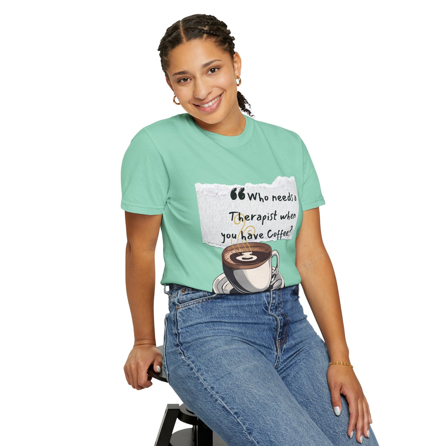 Unisex Coffee Therapy T-Shirt - "Who Needs a Therapist When You Have Coffee?"