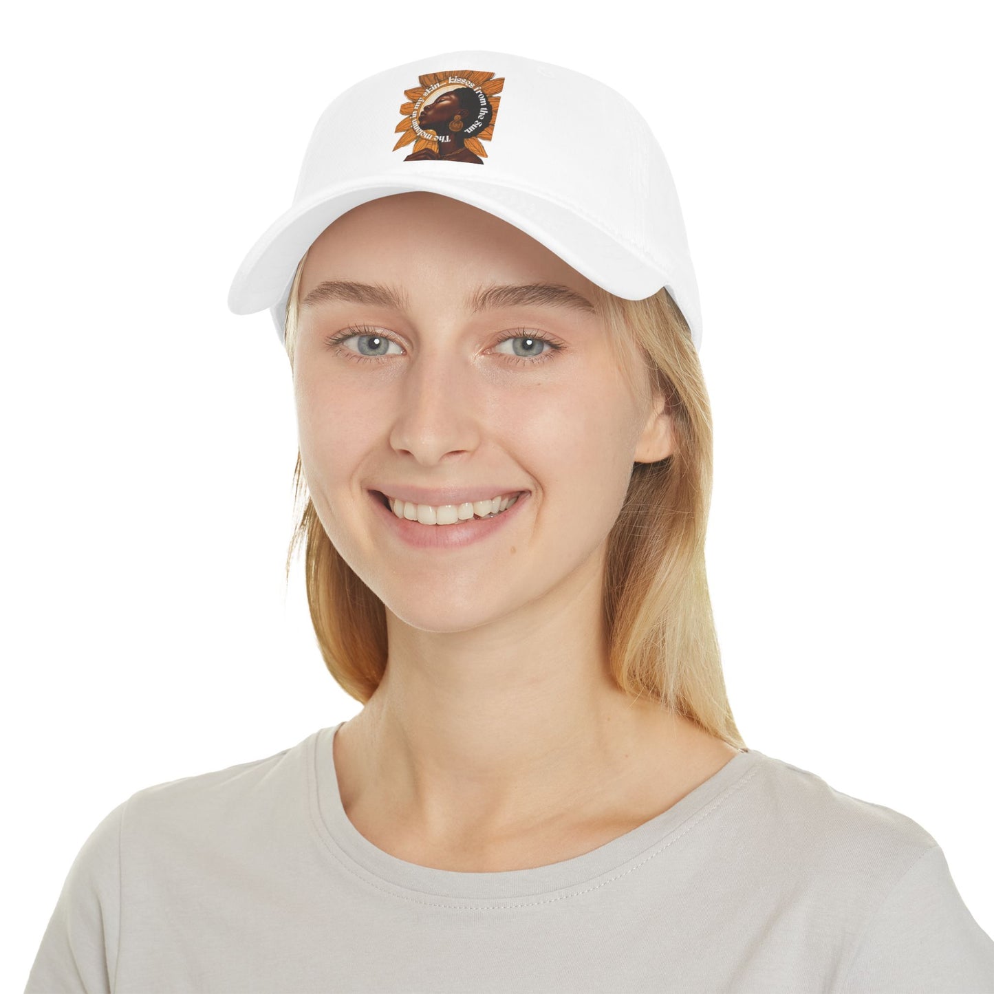 Sunflower Vibes Low Profile Baseball Cap with Inspirational Quote