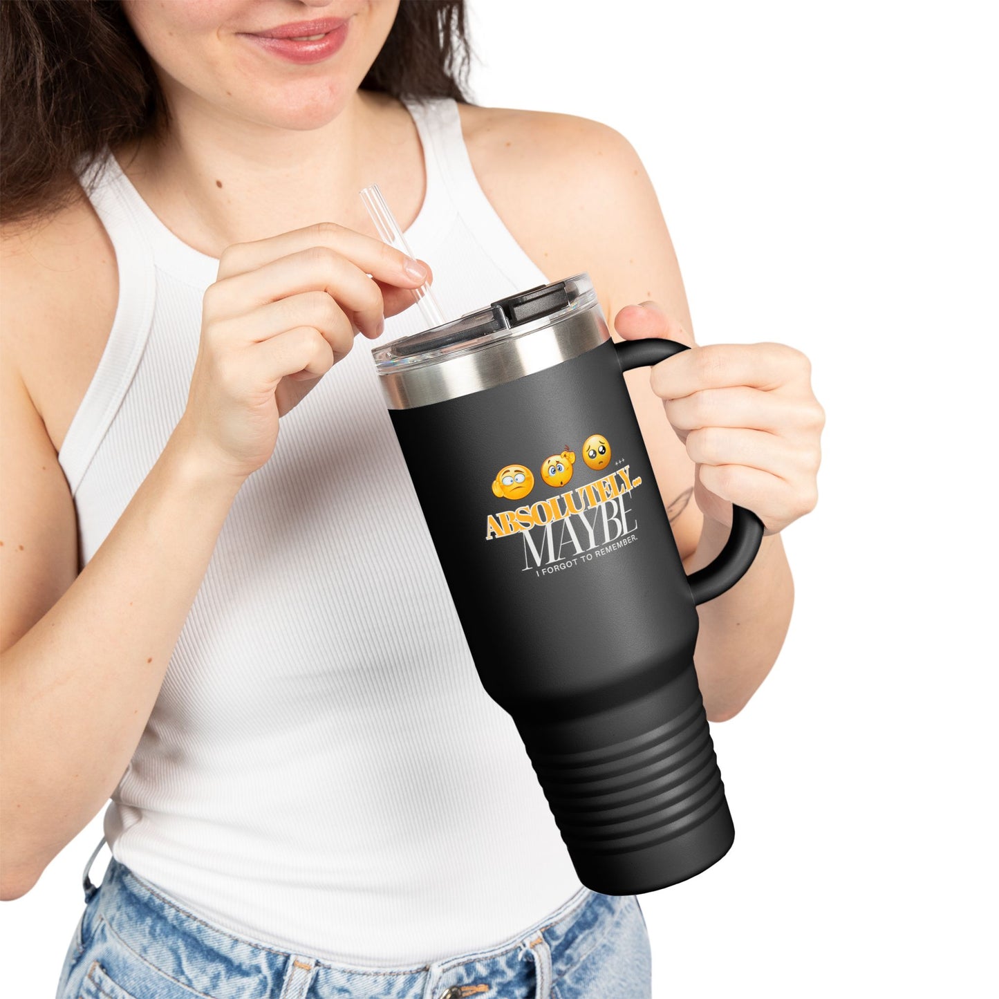 Stylish Insulated Travel Mug with Fun Emoji Design - 40oz