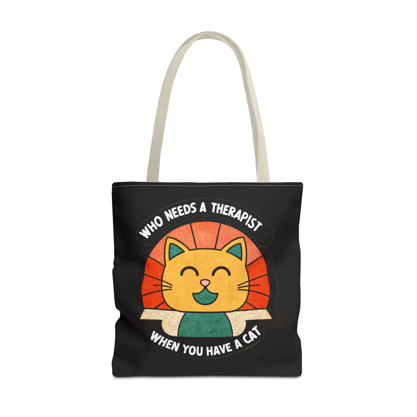 Funny Cat Tote Bag - "Who Needs a Therapist When You Have a Cat"