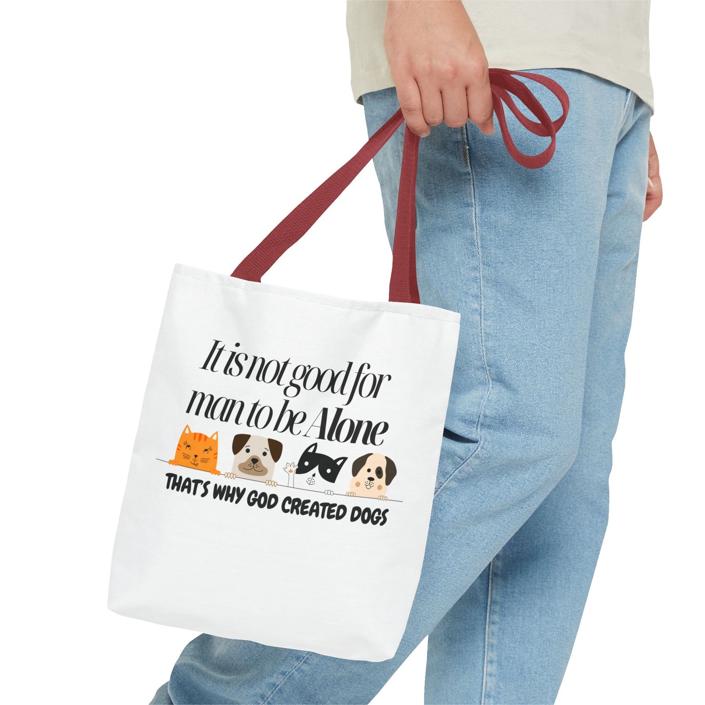 Dog Lover Tote Bag - "It is not good for man to be Alone" Design