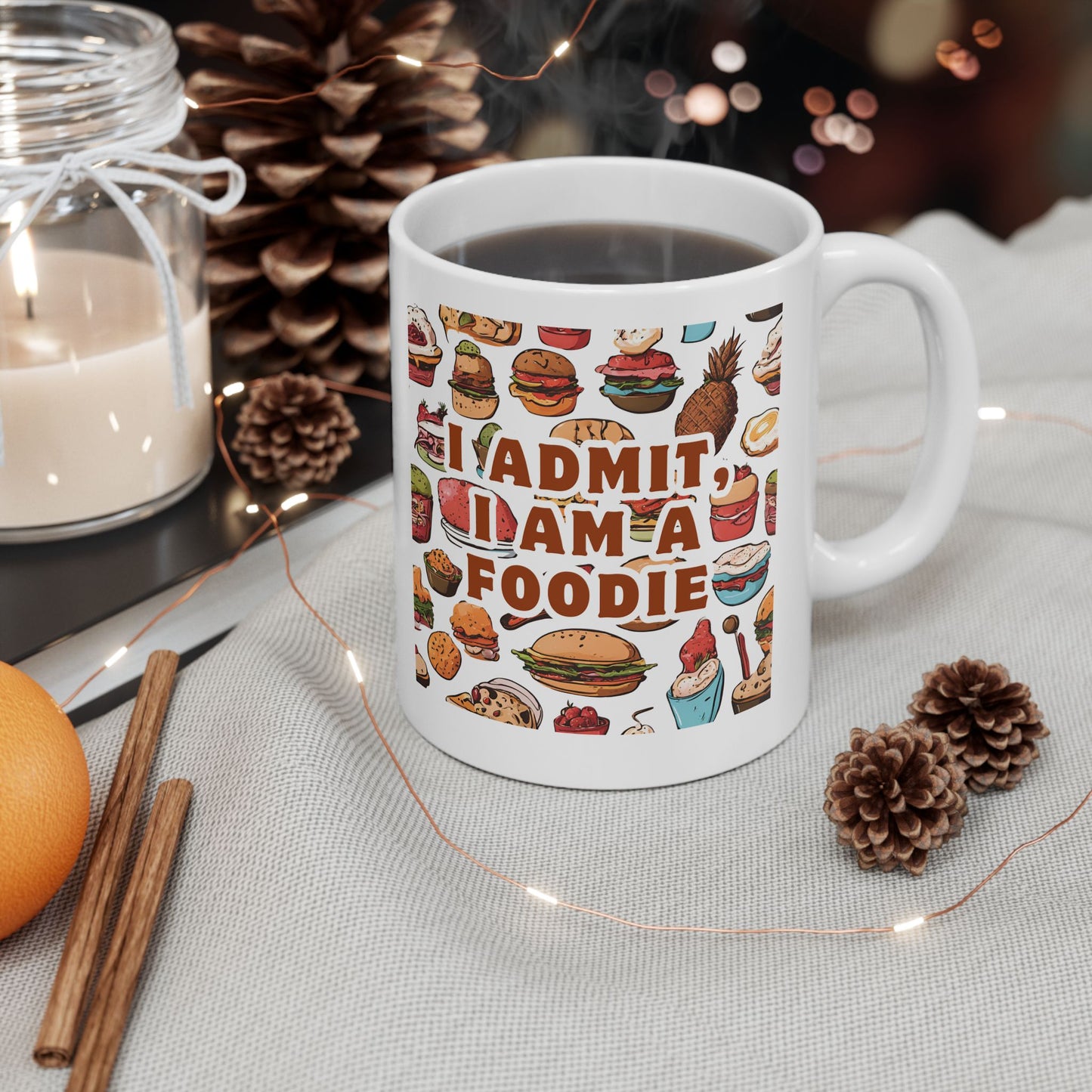 Foodie Enjoyment Ceramic Mug - Fun Culinary Art 11oz & 15oz