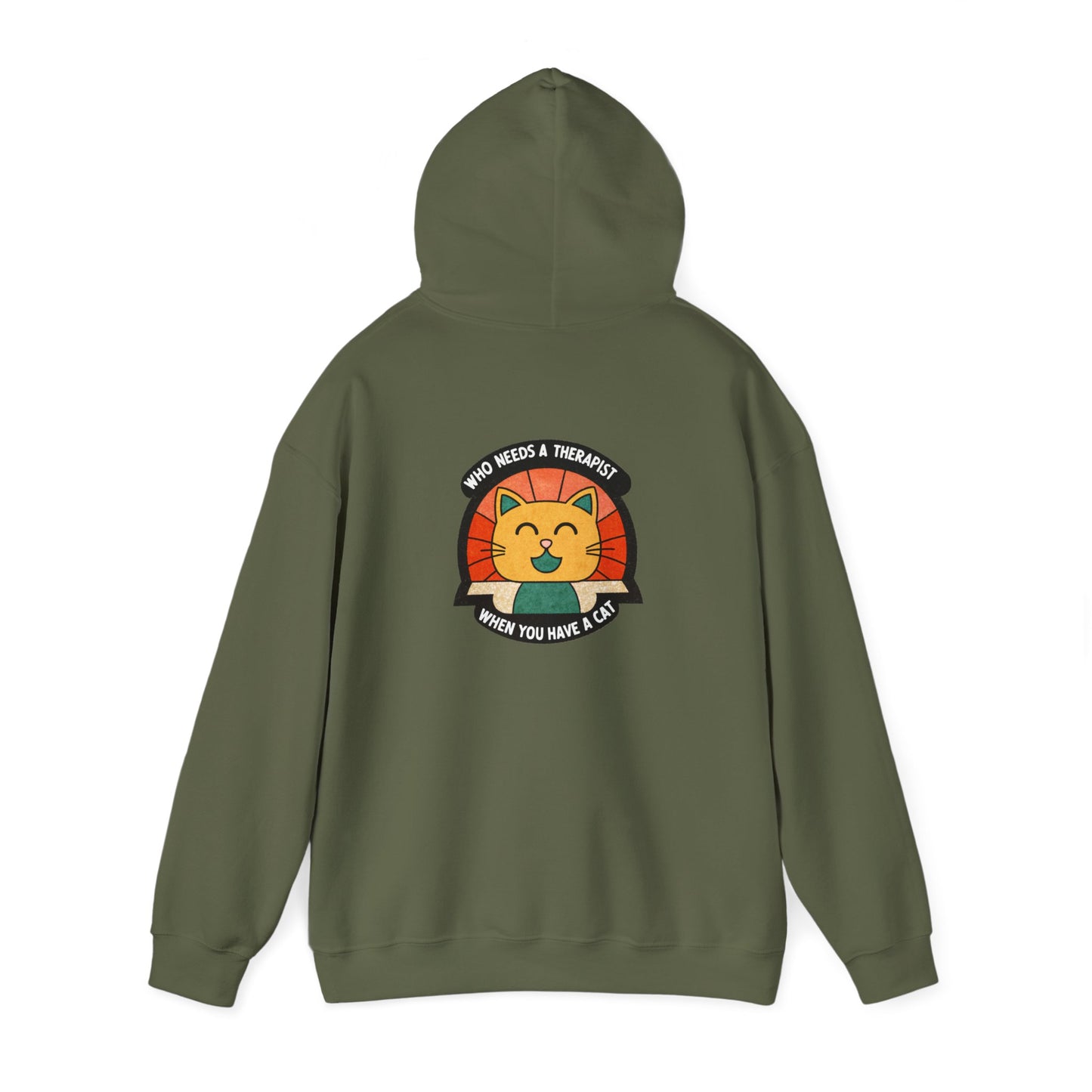 Funny Cat Sweatshirt - 'Who Needs a Therapist When You Have a Cat?' Unisex Hoodie