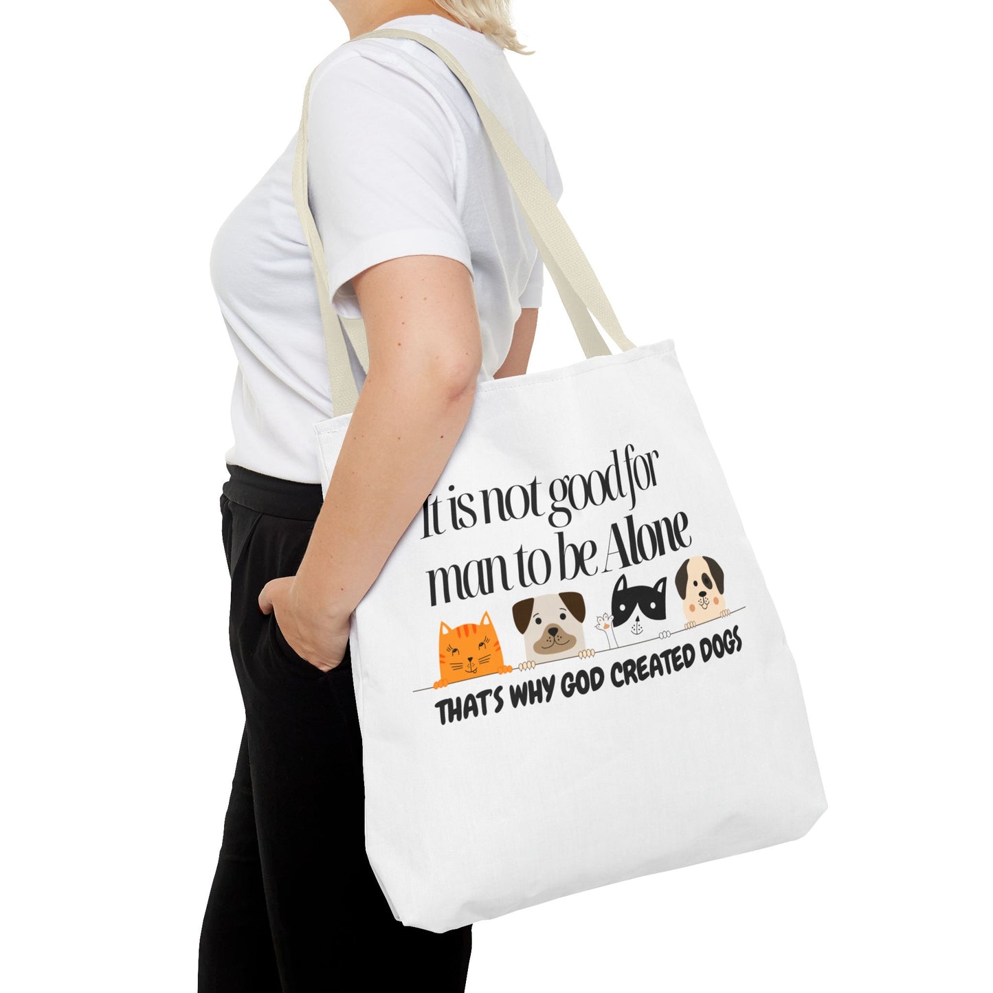 Dog Lover Tote Bag - "It is not good for man to be Alone" Design