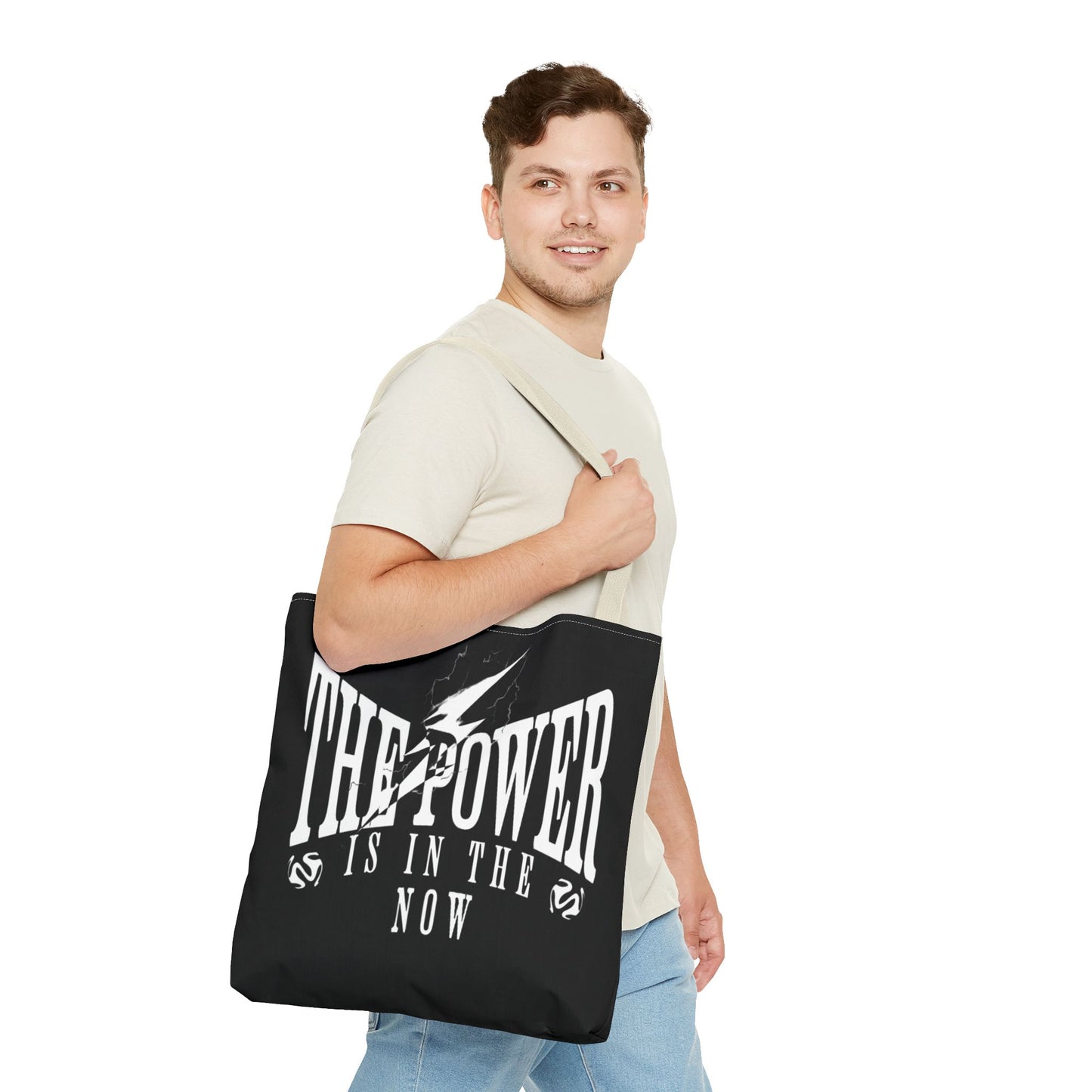 Empowerment Tote Bag - "The Power is in the Now" - Motivational Black Tote for Everyday Use