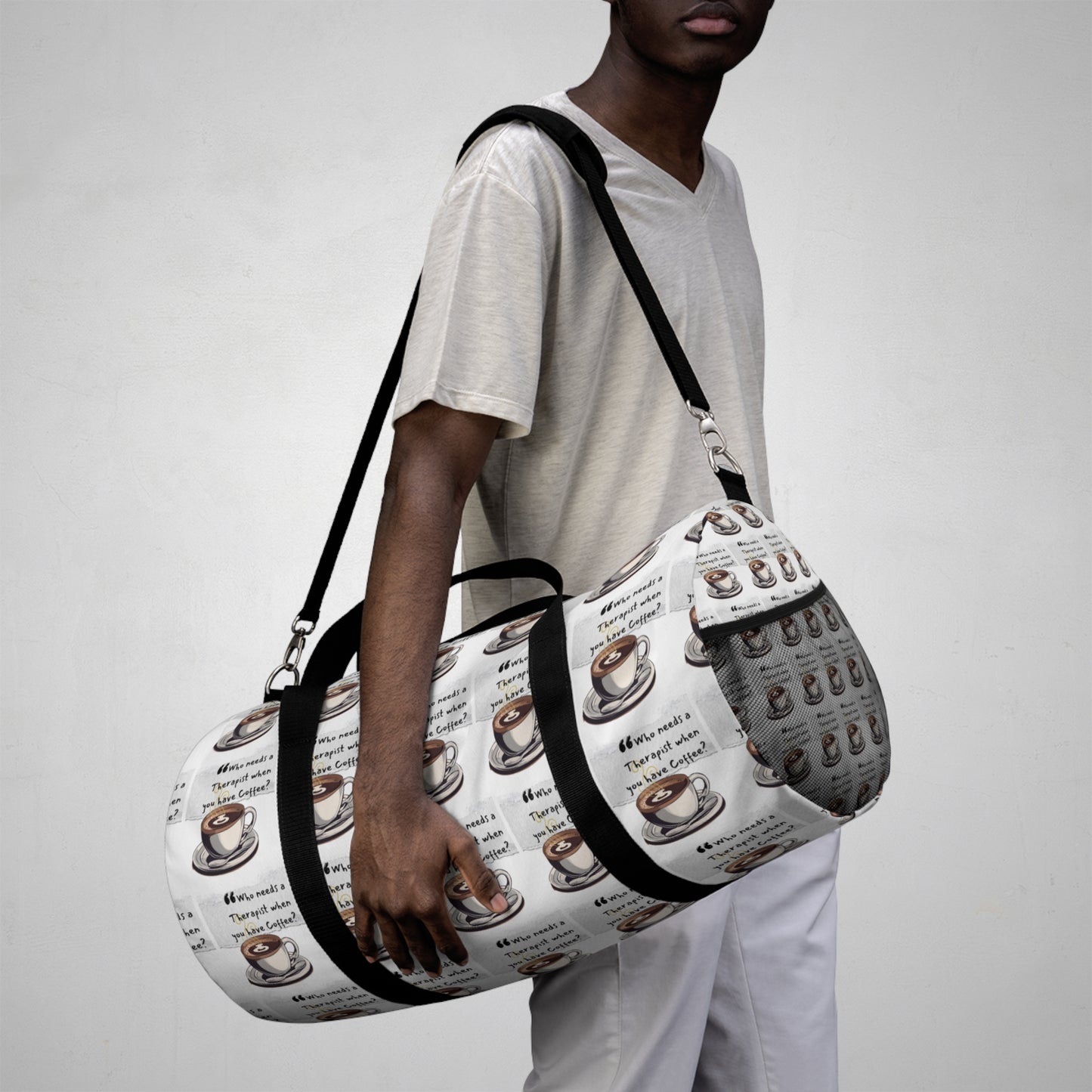 Coffee Lover's Duffel Bag - Perfect for Travel & Gym with Fun Quote