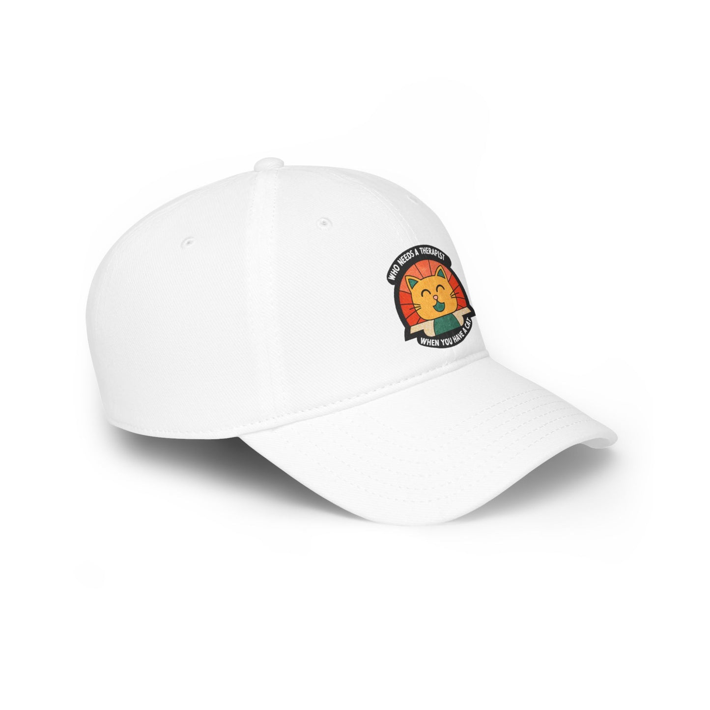 Who Needs a Therapist Cat Baseball Cap | Fun Red Low Profile Hat
