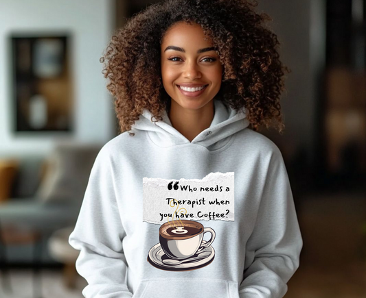 Funny Coffee Therapy Fleece Hoodie - Perfect for Coffee Lovers