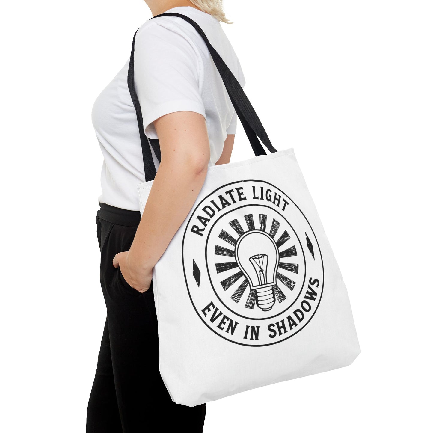 Inspirational Tote Bag - 'Radiate Light Even in Shadows'
