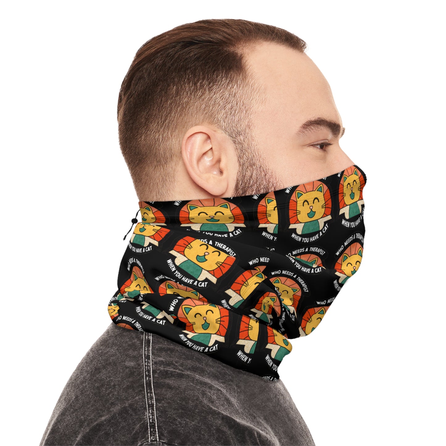 Fun Leo the Lion Neck Gaiter with Drawstring - Perfect for Winter Adventures