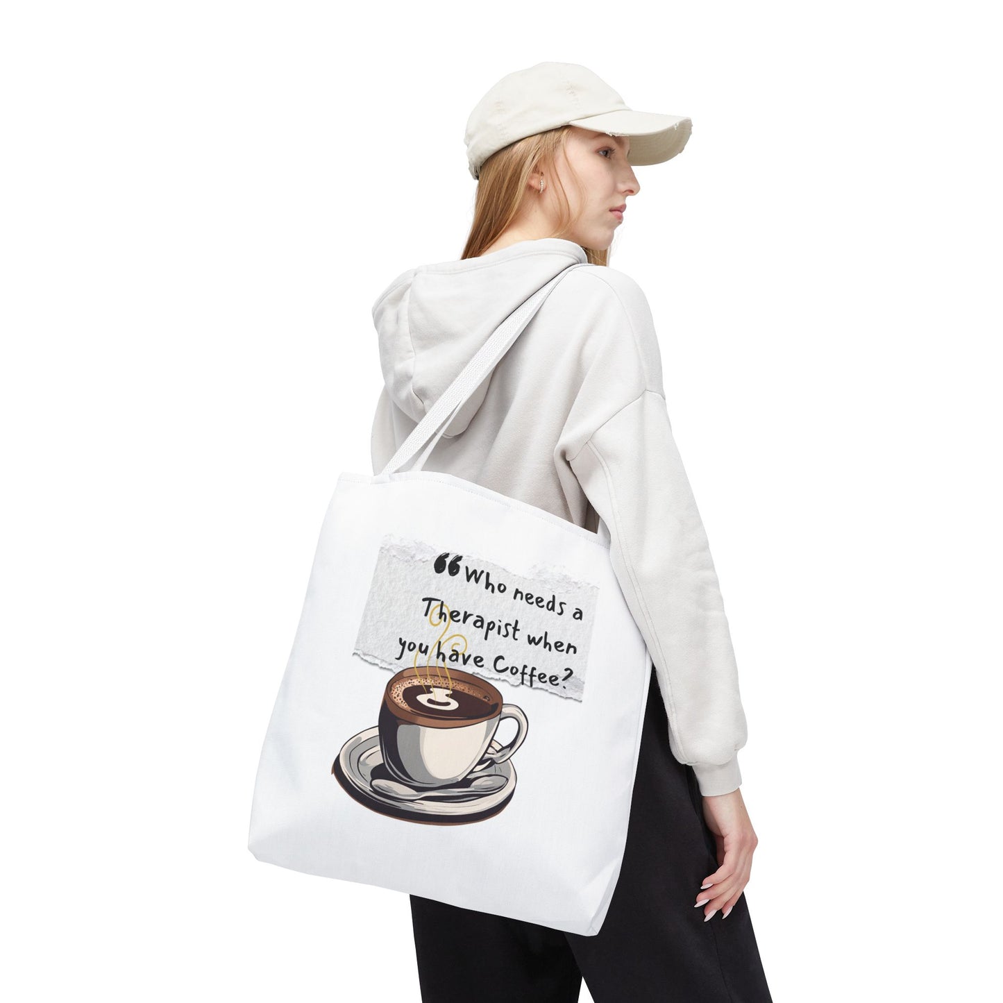 Coffee Lover's Tote Bag - "Who Needs a Therapist When You Have Coffee?"