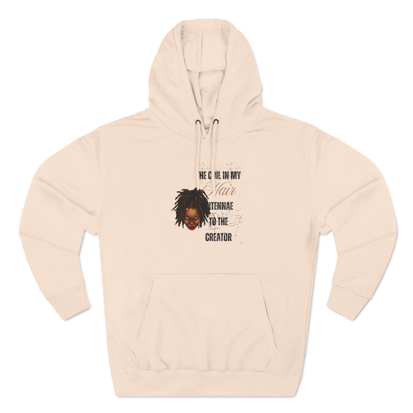 Inspiring Three-Panel Fleece Hoodie - "The Coil in My Hair" for Creators