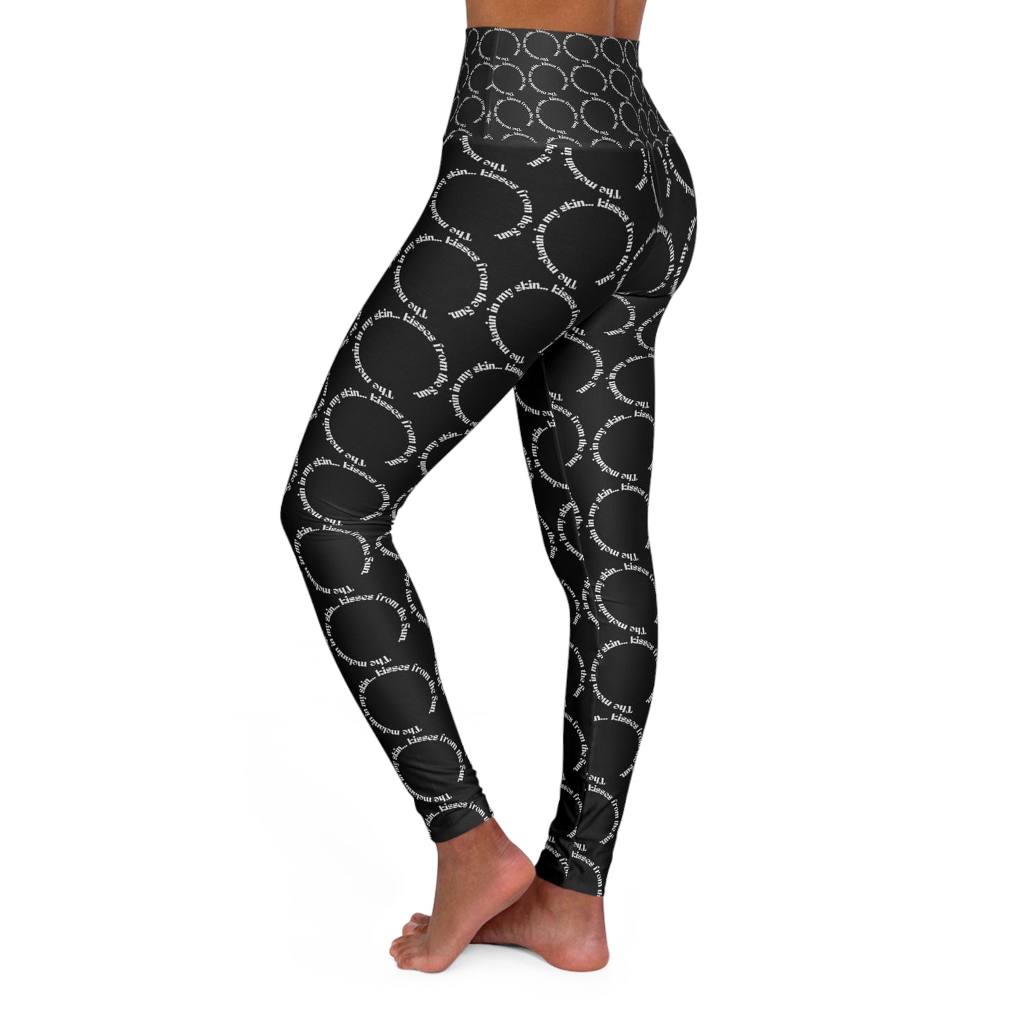 High Waisted Yoga Leggings with Elegant Graphic Design - Perfect for Fitness & Everyday Wear