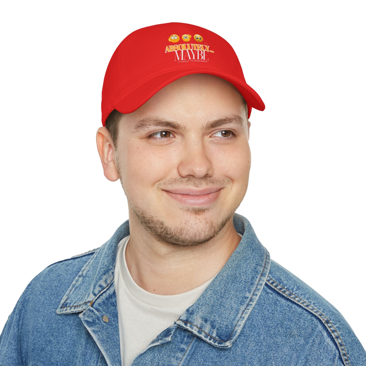 Red Low Profile Baseball Cap | Absolutely Maybe Emojis Cap