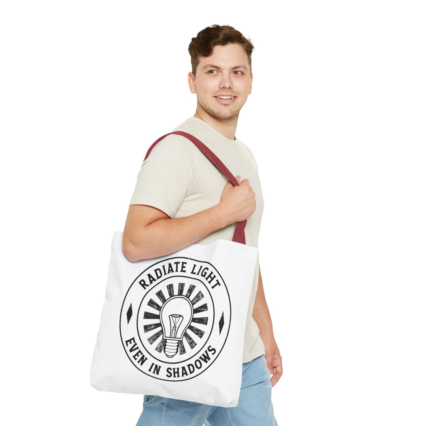 Inspirational Tote Bag - 'Radiate Light Even in Shadows'