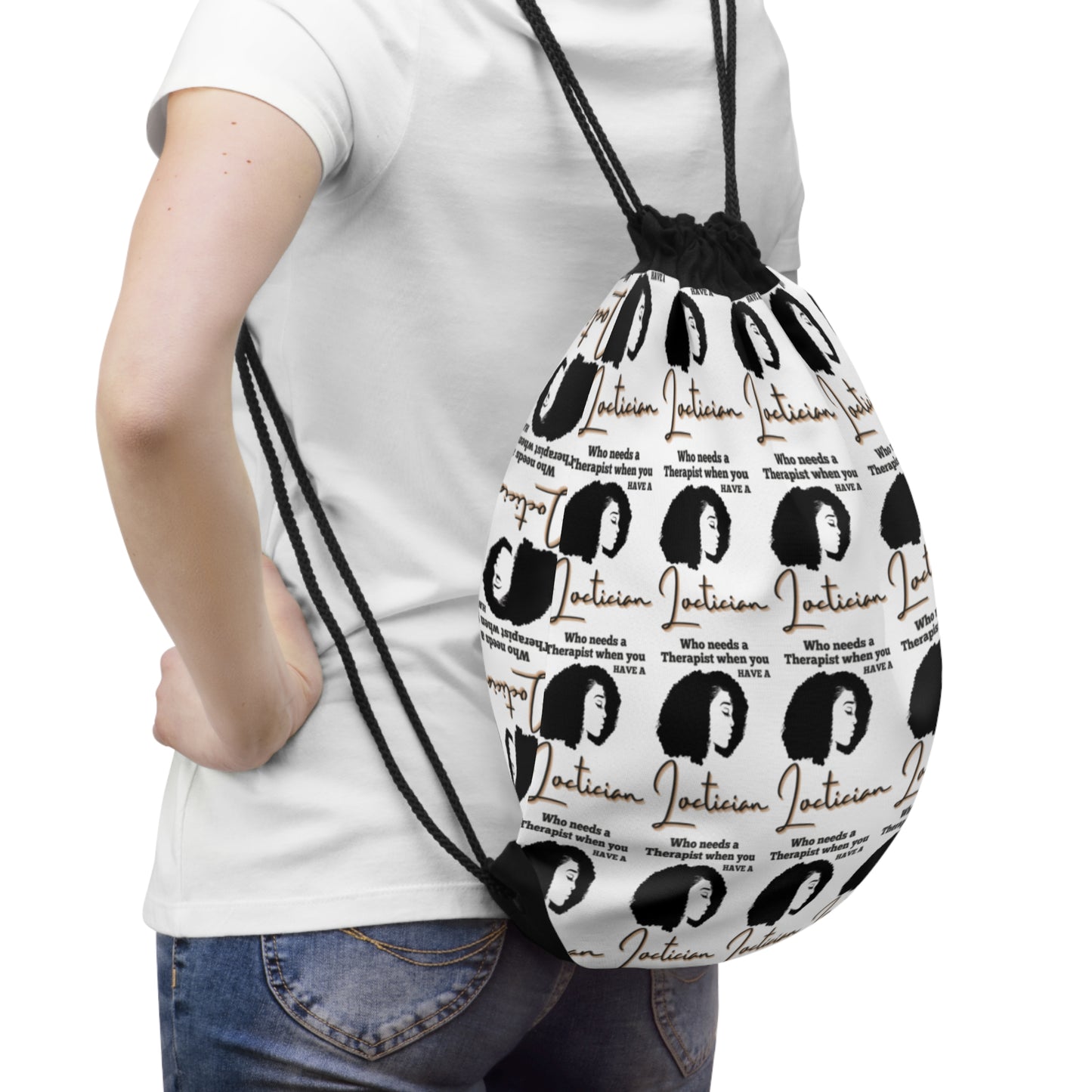 Empowering Drawstring Bag - 'Who Needs a Therapist?' Inspirational Design