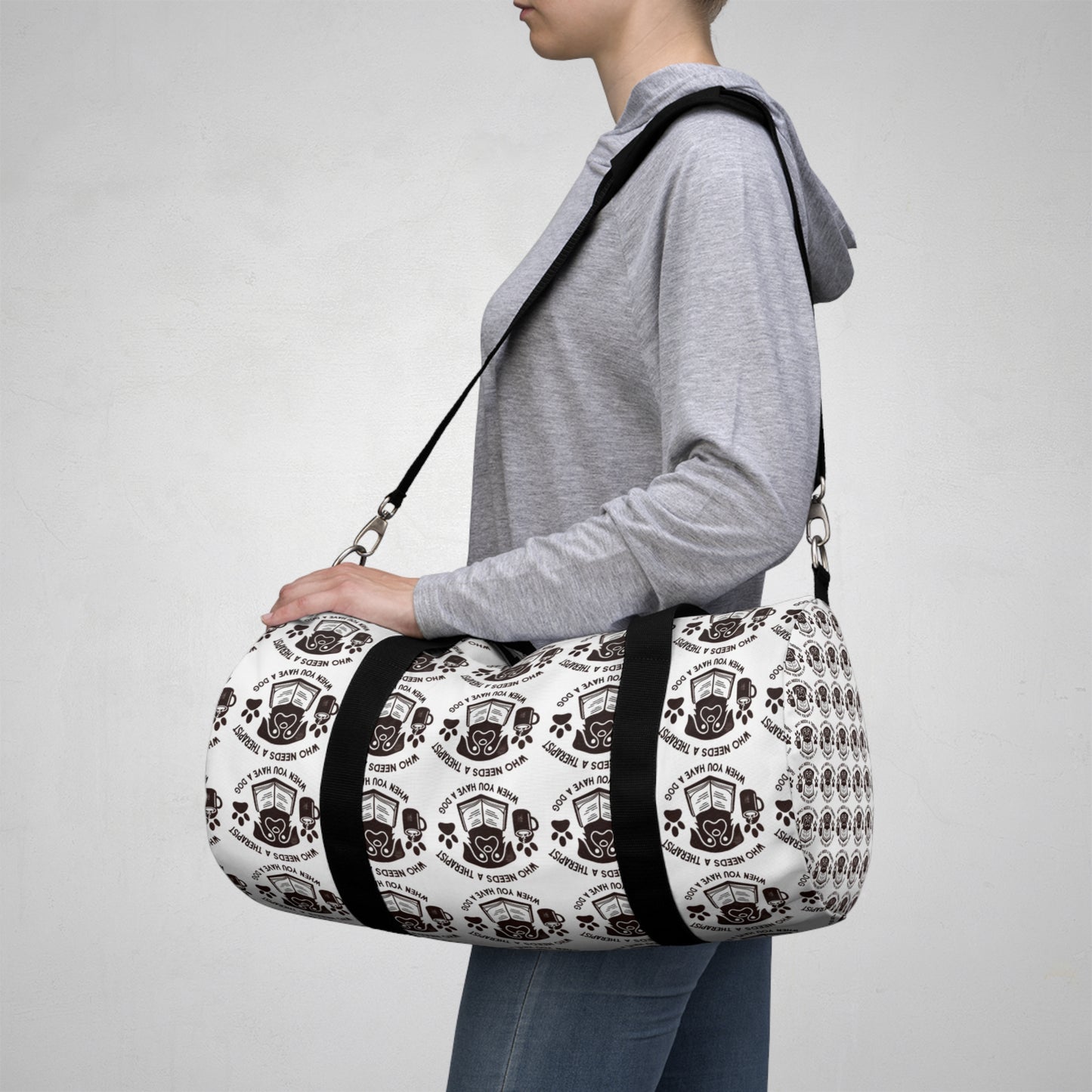 Funny Dog Lover Duffel Bag - 'Who Needs a Therapist?' Design
