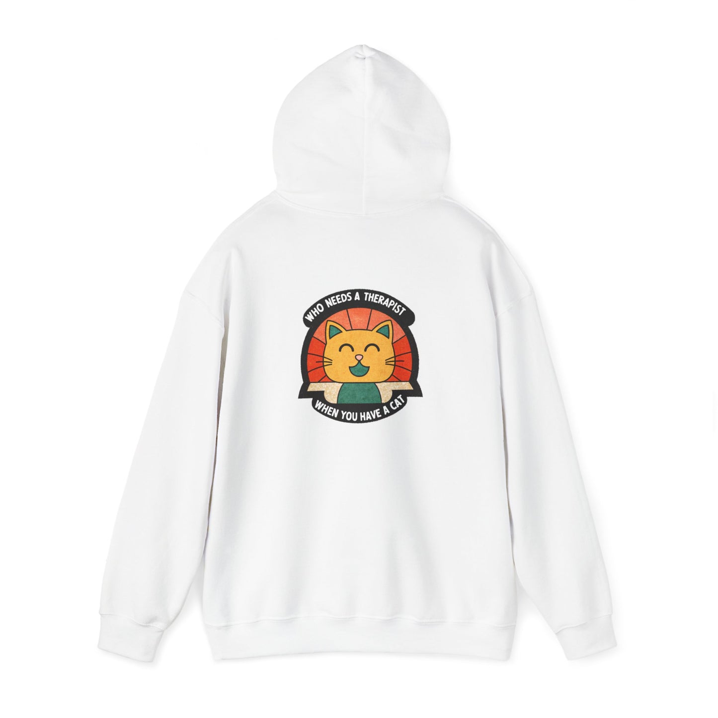 Funny Cat Sweatshirt - 'Who Needs a Therapist When You Have a Cat?' Unisex Hoodie