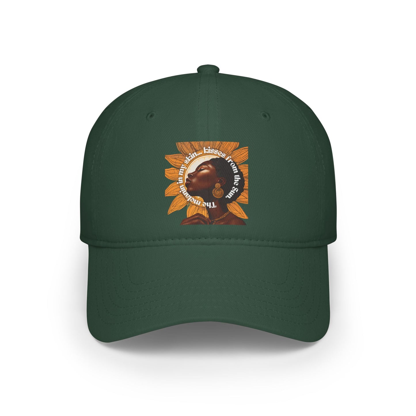 Sunflower Vibes Low Profile Baseball Cap with Inspirational Quote