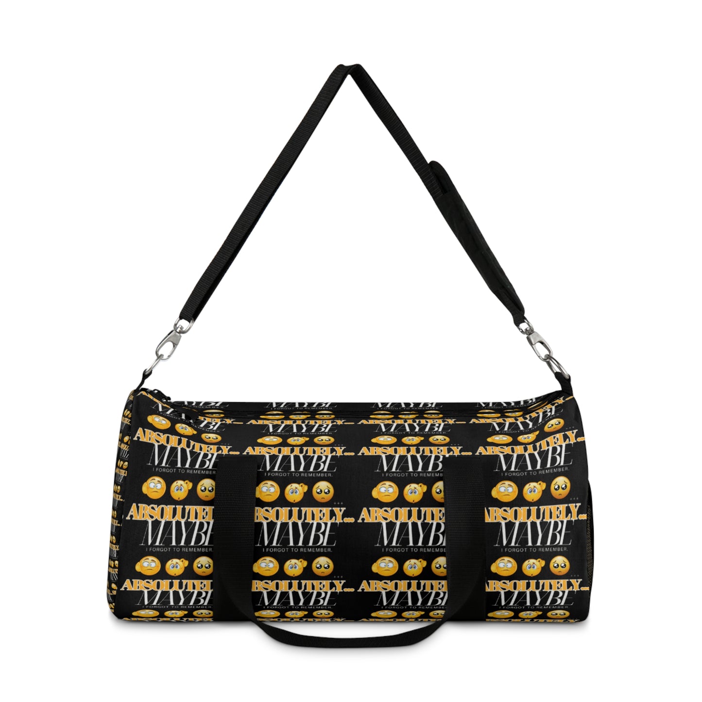 Bold "Absolutely Maybe" Duffel Bag for Travel and Fitness