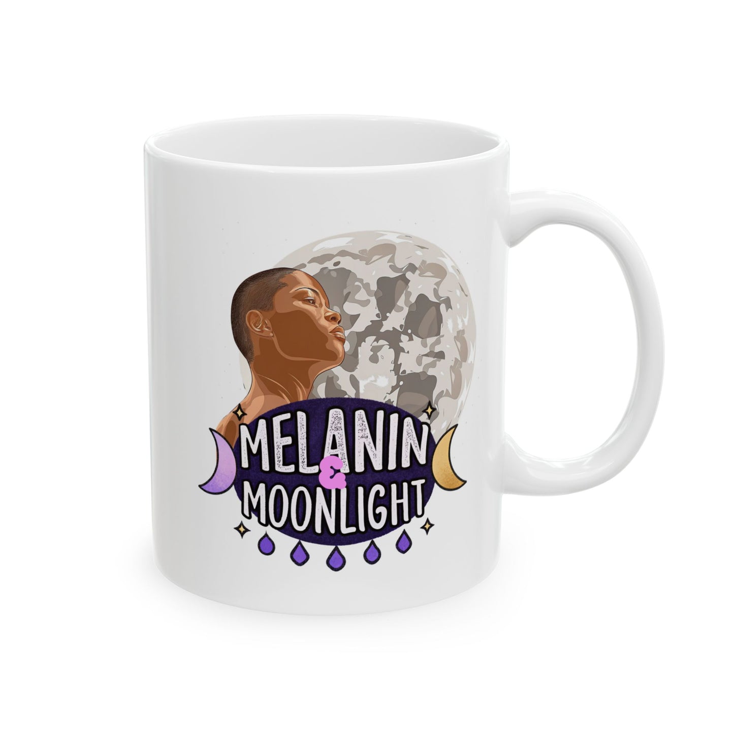 Moonlit Dreamer Ceramic Mug - 11oz & 15oz Moon Phase Design