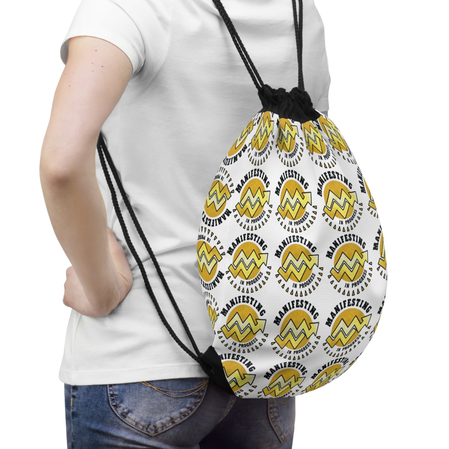 Manifesting Vibes Drawstring Bag - Perfect for Gym, School, or Travel