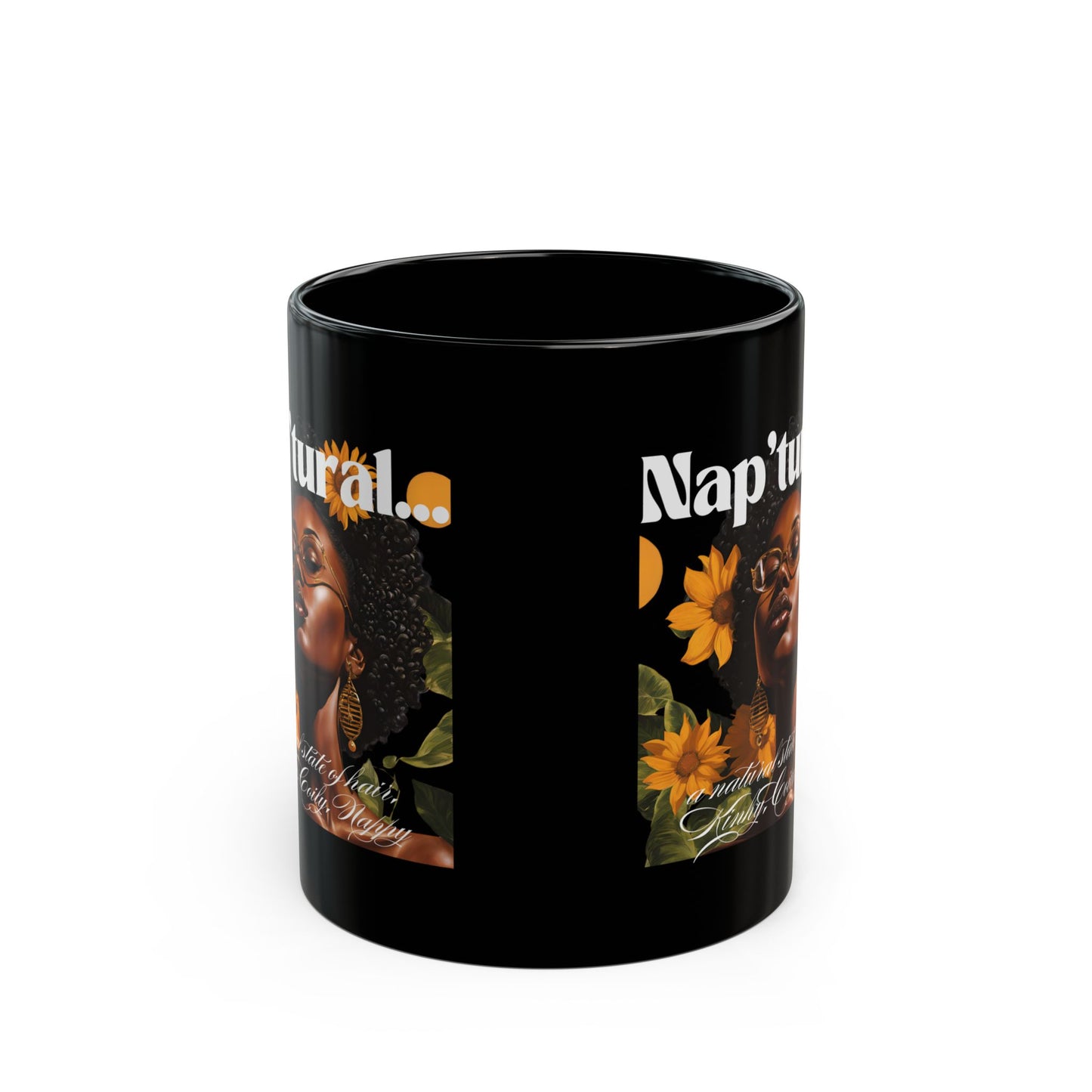 Natural Beauty Black Mug - Inspirational Coffee Cup for Self-Care Enthusiasts