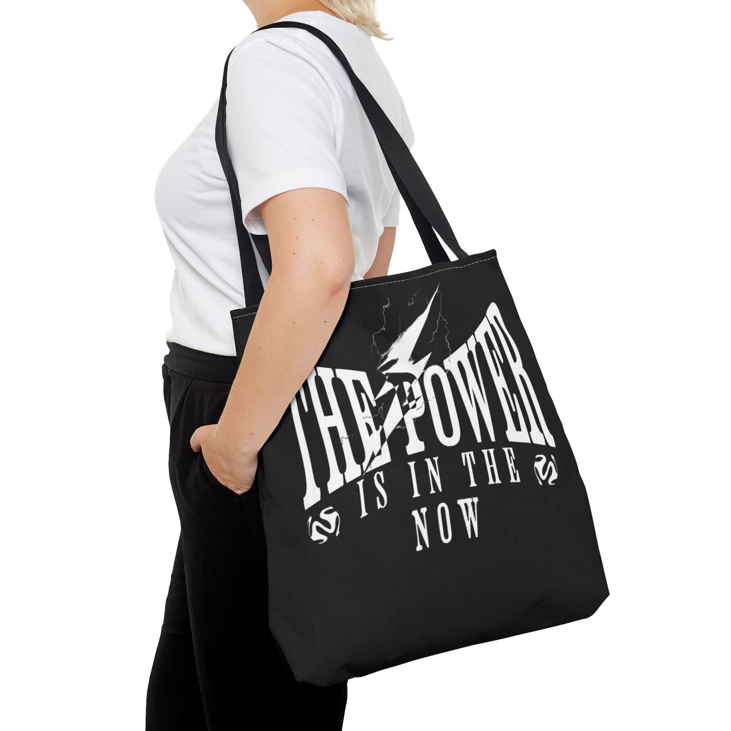 Empowerment Tote Bag - "The Power is in the Now" - Motivational Black Tote for Everyday Use