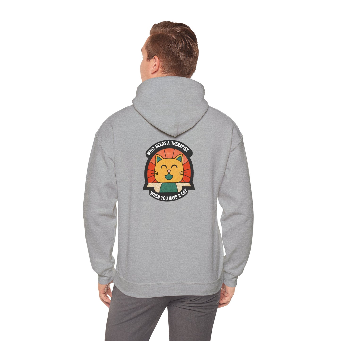 Funny Cat Sweatshirt - 'Who Needs a Therapist When You Have a Cat?' Unisex Hoodie
