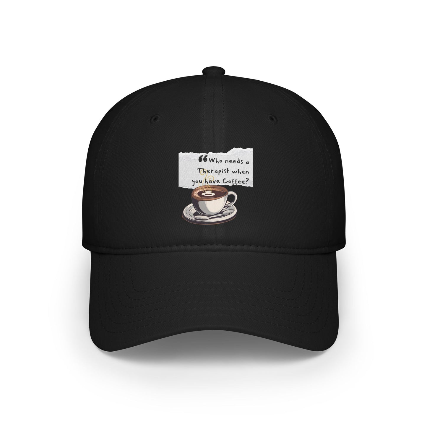 Coffee Lover's Low Profile Baseball Cap - 'Who Needs a Therapist?' Red Hat