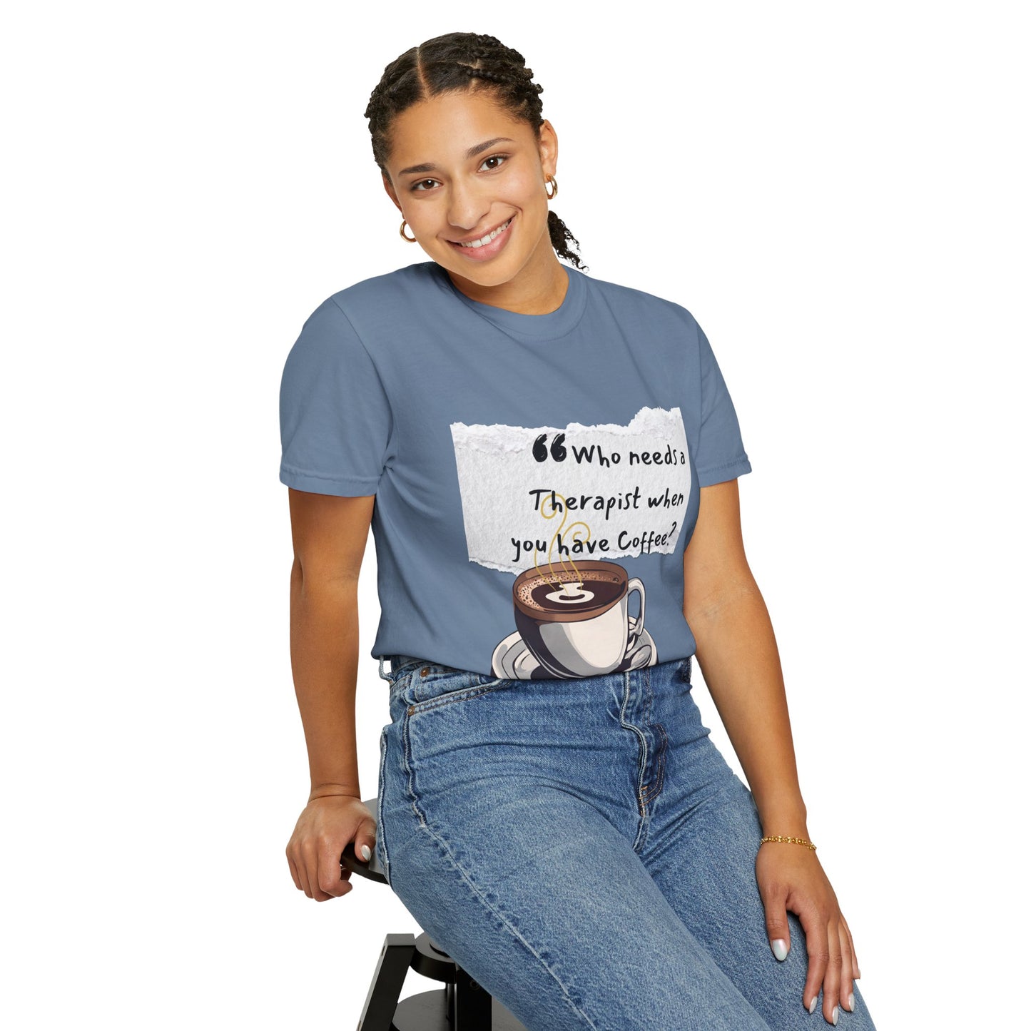 Unisex Coffee Therapy T-Shirt - "Who Needs a Therapist When You Have Coffee?"