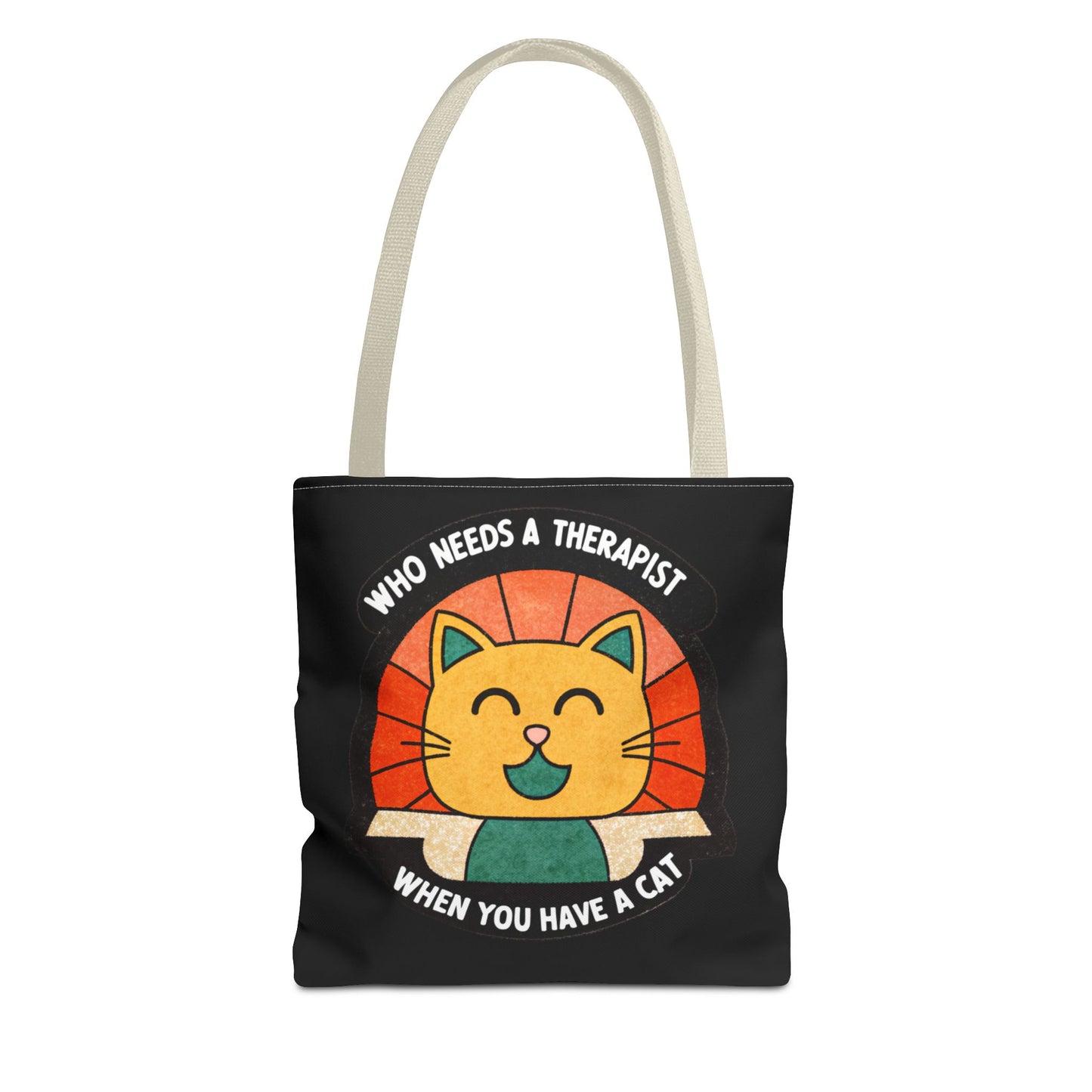 Funny Cat Tote Bag - "Who Needs a Therapist When You Have a Cat"